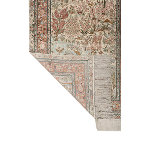 Tapis en soie noué à la main Gulmarg vert, motif floral, forme rectangulaire pour la maison - Pae-6438, tapis pour chambre et salon - Product Image 5