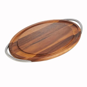 Plateau en acier inoxydable en métal sculpté à la main pour la nourriture et les fruits plat de service en métal décoration de table de fête de mariage - Product Image 2