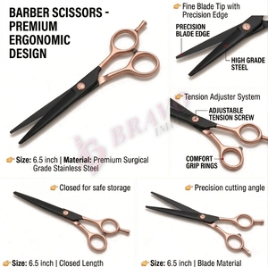 Ciseaux de barbier haut de gamme bicolores, design ergonomique, ciseaux professionnels pour la coupe de cheveux en salon - Product Image 6