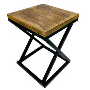 Tabouret de salle à manger en bois massif de style industriel moderne, finition antique en acier noir, pour maison de ferme, bar, hôtel et restaurant, meubles - Product Image 1
