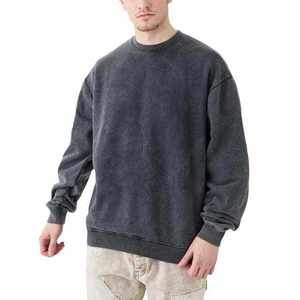 Sudaderas con capucha sólidas lavadas con ácido para hombre de alta calidad, ropa de calle cómoda, sudaderas básicas de punto con logotipo personalizado, venta al por mayor - Product Image 1
