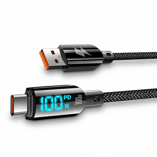 XXD Factory 100W USB C to USB C Cable with LED Digital Display 5A Fast Charging Dual E-Marker Zinc Alloy for MacBook iPhone 16