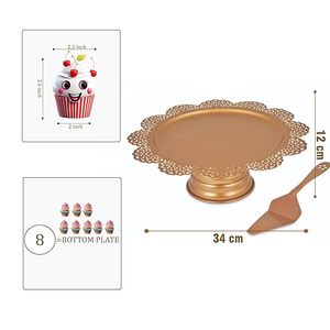 Support à gâteau décoratif de luxe couleur or, idéal pour les fêtes, réceptions et décoration de table de mariage, disponible en gros - Product Image 2
