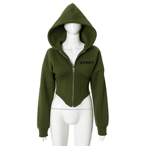 Nouveau Pull à Capuche Court pour Femme, 100% Coton, 400gsm/360/320, avec Badge ODM sur le Devant, Vêtement Tendance - Product Image 5