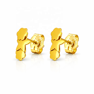 Boucles d'oreilles minimalistes JJ BRAVO en or massif 14 carats pour femmes, bijoux artisanaux raffinés en forme de fleur et d'étoile - Product Image 1