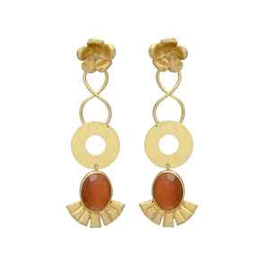 New Arrival Red Onyx <b>Gold</b> Plated Dangle <b>Earring</b> <b>Set</b> - Product Image 1