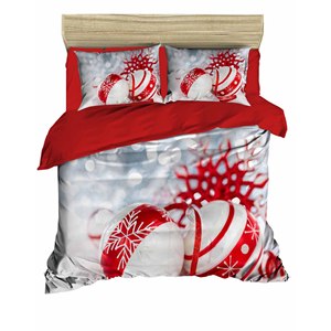 ชุดผ้าปูที่นอนคลาสสิคแบบรักษ์โลกสำหรับเทศกาลคริสต์มาส 3 ชิ้น ขนาด 200x220 ซม. ผลิตจากผ้าฝ้าย พิมพ์ลายสองสี สำหรับใช้ในบ้าน - Product Image 3