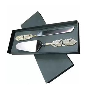 Couverts modernes de luxe en acier inoxydable, couverts sûrs pour les aliments à un prix raisonnable, serveur de gâteaux, poignée en bois, couverts de conception - Product Image 5