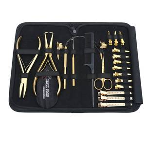 Kit d'outils de sectionnement et de pose de perles pour extensions capillaires avec pince à sertir à pointe plate, peigne à micro-perles et pinces bec de canard - Product Image 5