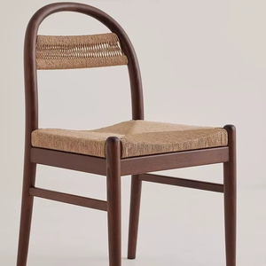 Silla de Comedor de Lujo Minimalista Hecha a Mano en Madera de Teca con Respaldo Medio para Muebles de Hogar - Product Image 1