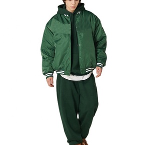 เสื้อแจ็กเก็ตบอมเบอร์ผ้าไหมซาตินสำหรับผู้ชายเสื้อแจ็กเก็ตเบสบอลแขนยาวระบายอากาศได้ดี - Product Image 4