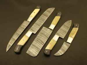 Ensemble de 5 couteaux de cuisine en acier inoxydable avec manches en os ambidextres, finition mate, longueur de lame de 6 à 7,9 pouces, écologiques - Product Image 4