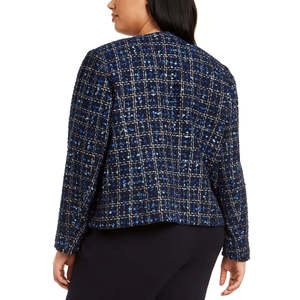 Giacca da Lavoro Blu a Quadri con Bordi Sfrangiati Calvin Klein Plus Size da Donna, Taglia 18W - Product Image 2