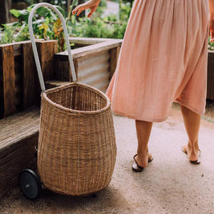 Rattan Wheel Luggy <b>Basket</b> Handmade <b>Woven</b> <b>Baskets</b> With Wheels Wholesale Premium Quality OEM Accept - Product Image 6