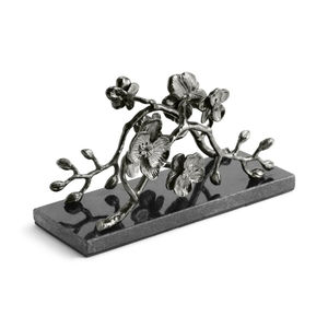 Porte-serviettes floral en nickel noir artisanal, support de luxe en métal pour serviettes de table, idéal pour la décoration de la maison, des hôtels et des restaurants - Product Image 1