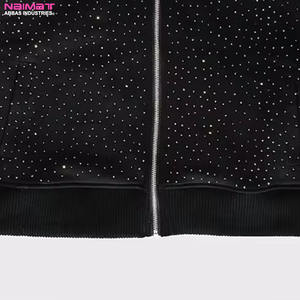 Best Selling Winter Arrival <b>Men's</b> 100% Cotton Thick Fleece Oversized <b>Zipper</b> <b>Hoodies</b> Rhinestone Quick Dry Breathable Customizable - Product Image 5
