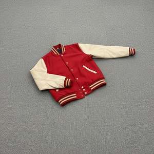 Veste universitaire en molleton slim pour homme, à la mode, avec garniture en fourrure de mouton, fermeture à un bouton, style cool, bombardier en cuir, vente chaude - Product Image 2