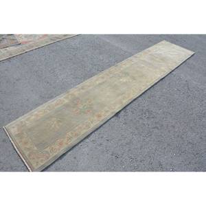 พรมขนแกะสไตล์ตุรกีโบราณสีเบจคลาสสิกขนาด2.2 x 10.6ft งานแฮนด์เมดเป็นมิตรต่อสิ่งแวดล้อมดีไซน์ขนแกะโพลีเอสเตอร์ - Product Image 3