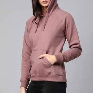 2025 High Quality Custom Solid Winter Long Front Logo Women's Casual <b>Comfy</b> Breathable Lined Fleece Pullover Hoodie 100% Cotton - Product Image 4