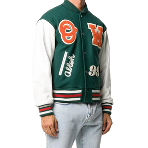 Chaqueta Varsity Negra de Último Diseño con Mangas de Cuero, Chaquetas Varsity para Mujer con Logotipo Bordado Personalizado a la Moda - Product Image 4