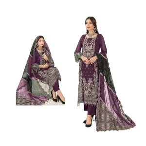 2023最新设计新款时尚Salwar Kameez套装与Dupatta印度巴基斯坦风格刺绣工作服待售