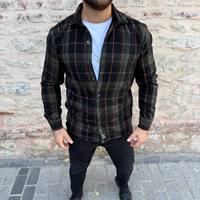 Chemise-veste à carreaux pour homme OEM, manches longues, boutonnée, avec poches, style décontracté chic, légère, pour le printemps et l'automne