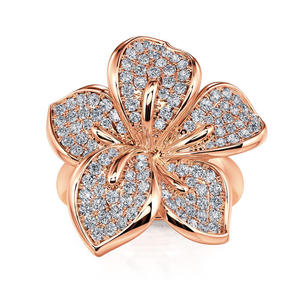 Bague Jeulia Blooming Flower en argent sterling plaqué or rose avec zircon pour anniversaire - Product Image 1