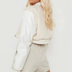 Chaqueta Universitaria de Lana Personalizada de Alta Calidad para Mujer, Chaqueta de Béisbol Bomber, Chaqueta Deportiva de Punto Sólida para Invierno, Tela Estampada con Bordado - Product Image 5