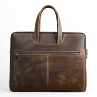 Sac à main pour ordinateur portable ALBORZ Direct Factory, unisexe, rétro, en cuir véritable, élégant, spacieux, pour les voyages quotidiens