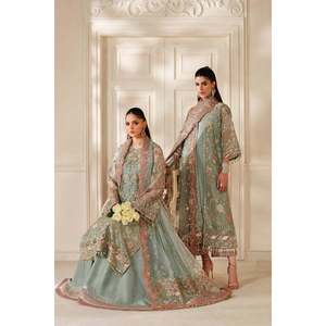 Embroidered <b>Net</b> Unstitched <b>Fabric</b> A-Line Elegant Mother of Bride Dress Material - Product Image 6