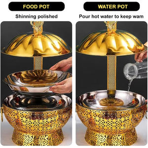 ถาดอุ่นอาหารสแตนเลสสีทองหรูหรา ขนาด 4.5 ลิตร 6 ลิตร 8 ลิตร แบบแขวน สำหรับโรงแรม ร้านอาหาร <span class=keywords><strong>บุฟเฟ่ต์</strong></span> - Product Image 4