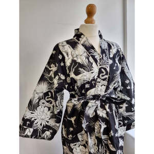 Bata de Baño Ligera Estilo Boho, Kimono de Algodón con Estampado Floral, Tejido Suave y Cómodo - Product Image 3