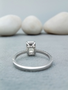 14K/18K or blanc/jaune CT 2.0 forme émeraude VVS diamant de laboratoire Solitaire bague de fiançailles et de mariage classique bijoux fins - Product Image 4