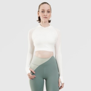 Breathable Seamless <b>Crop</b> <b>Top</b> <b>White</b> Knitted Fabric Comfortable and Snug - Product Image 1