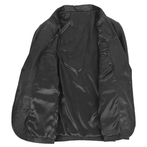 Abrigo Largo de Cuero Genuino para Hombre, Cuello Camisero, Cierre de un Solo Botón, Manga Regular, Grosor Estándar - Product Image 5