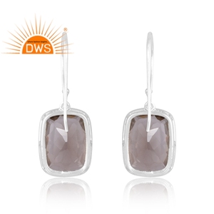 Latest Selling 925 Sterling Silver Natural Smoky Gemstone Dangle Earrings Trendy Wedding Engagement for Certified Women's - Product Image 2
