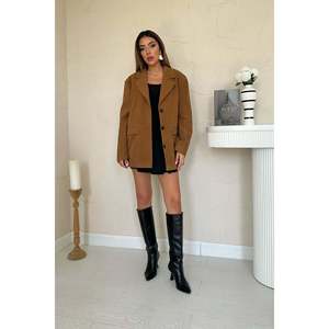 <b>Camel</b> Suede <b>Blazer</b> Jacket - <b>Camel</b> - Product Image 2