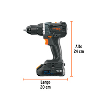 Perceuse sans fil TRUPER 1/2' 20V avec 2 batteries 2Ah, mandrin sans clé, vitesse variable, réversible, couple de 275 in-lb, perçage max. 28MM, alliage
