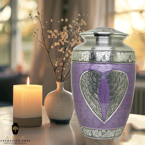 โกศเผาศพสีม่วงรูปหัวใจสีเงิน |   งานฝีมือ ทนทาน ปรับแต่งได้ เป็นมิตรกับสิ่งแวดล้อม สไตล์คริสเตียน ยุโรป/อเมริกา 220 คิวบิก - Product Image 2