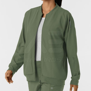 Nuevas chaquetas de fregado de color sólido para mujer Uniformes de hospital de uso al aire libre con cremallera completa - Product Image 2