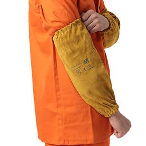 Protectores de brazo de soldadura de cuero de vaca Mangas de brazo de soldadura de seguridad ignífugas y anticortes para protección Industrial - Product Image 4