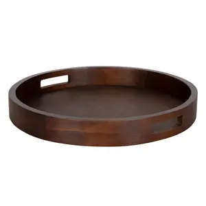 Bandeja de madera de mango para servir, usos hechos a mano para utensilios de cocina, bandeja para servir para té, café y otros, bandeja multiusos, vajilla - Product Image 4