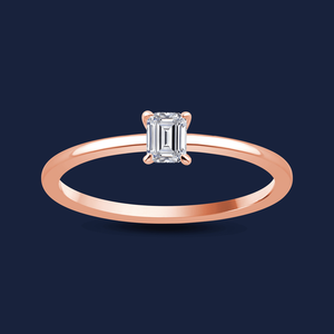 Bague émeraude Devoted Caress pour fête de fiançailles avec 1 diamant de laboratoire taille émeraude de 1,00 carat H+-SI en or massif 14 carats - Product Image 1