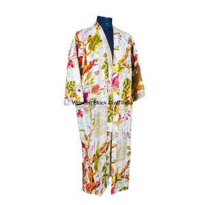 Robe kimono matelassée en coton biologique vintage 100% pur, faite à la main, motif indien pour les festivals, vêtements de nuit d'automne/hiver - Product Image 1