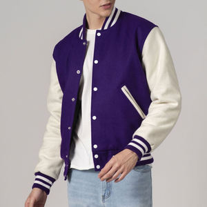 Mens Varsity <b>Jacket</b> Purple and Grey Custom <b>Letterman</b> Baseball Bomber College <b>Jacket</b> with PU Leather Sleeves OEM Manufacturer - Product Image 5