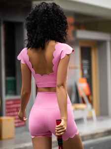 2025 New Women's Yoga <b>Tank</b> <b>Top</b> and High-Waisted Shorts Set with <b>Lace</b> Design Quick-Dry Gym Wear for Fitness for Summer - Product Image 3