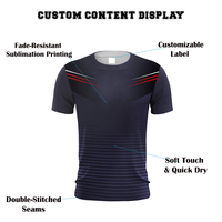 Kaos Rajut Sporty Pria Custom Biru Dongker Hitam Cetak Digital Depan Cepat Kering Ramah Lingkungan Pakaian Olahraga Atletik Pabrik Sialkot