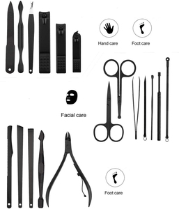 Juego profesional de cuidado de uñas de acero inoxidable, Kit de manicura y pedicura con cortador de uñas, herramienta de aseo, Negro, Rojo, 18 1 - Product Image 4
