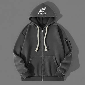 Pulls thermiques à capuche pour hommes, best-sellers 2026, vente chaude, 100% coton, motif uni, technique de base, coton mélangé - Product Image 6