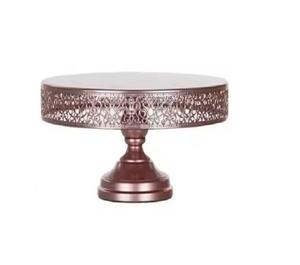 Soporte Redondo de Metal de Encaje para Pastel de Boda, Expositor de Postre, Blush Rose Gold, Aspecto Metálico Brillante para Postre, Cupcake, Pastelería - Product Image 1